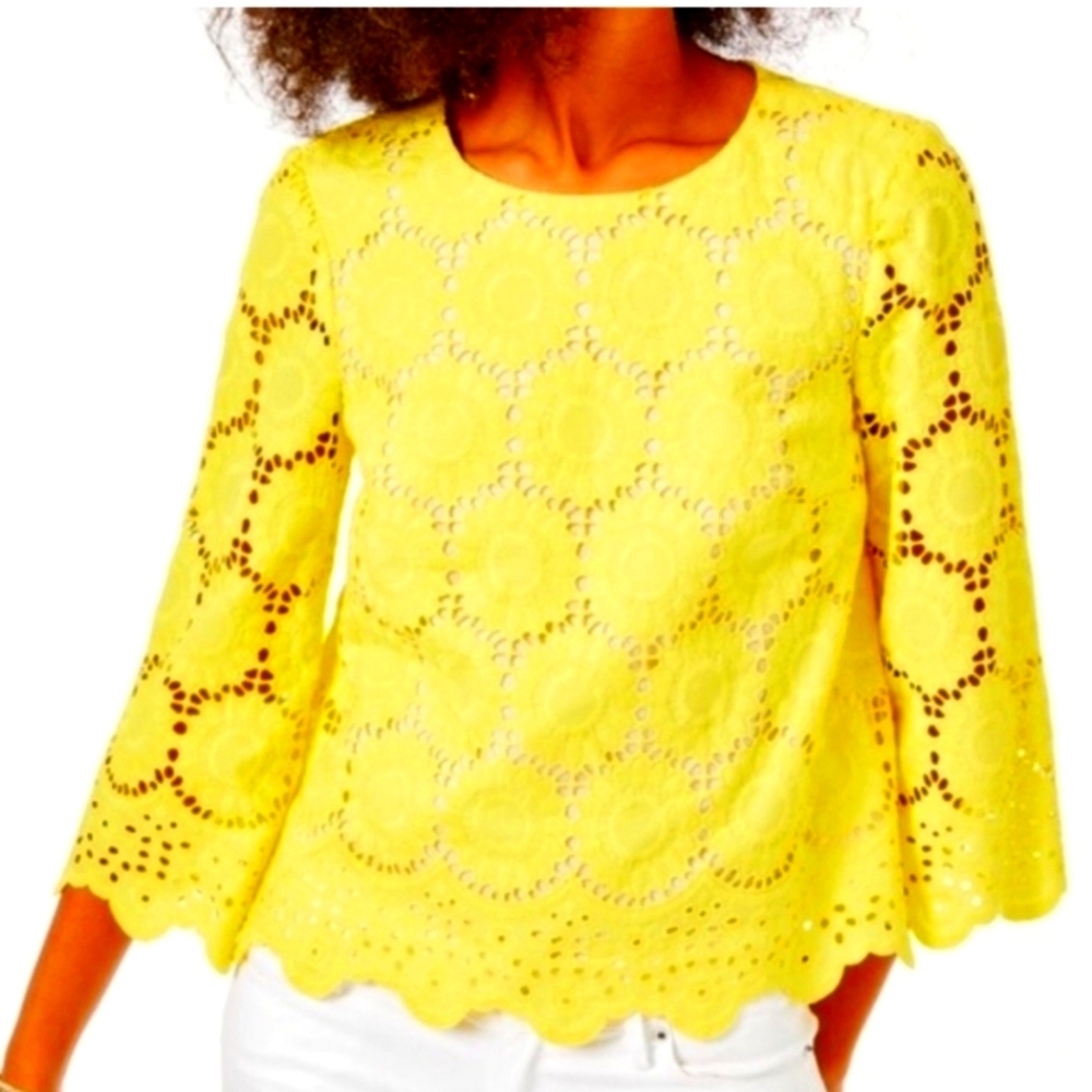 Lilly Pulitzer Yellow Lace Top